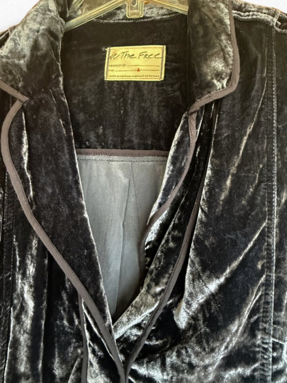 We The Free Free People Crushed Velvet Oversized Popover Shirt Top Navy Size L - Picture 12 of 17
